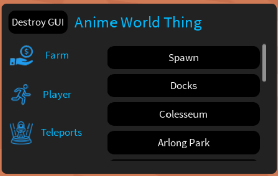 Anime World AUTO FARM GUI