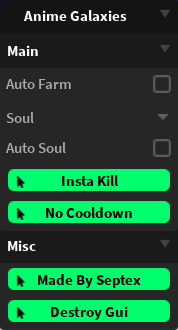 Anime Galaxies GUI (Auto Farm, God Mode, Insta kill, No Cooldown)